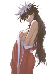 1girls bangs bare_shoulders black_hair blue_eyes breasts covering covering_breasts eyelashes fushiguro_megumi genderswap_(mtf) hair_between_eyes head_tilt japanese_clothes jujutsu_kaisen kimono large_breasts long_hair looking_to_the_side makababazi nail_polish naked_kimono off_shoulder parted_lips pink_nails rule_63 rule_63 simple_background solo very_long_hair white_background wide_sleeves