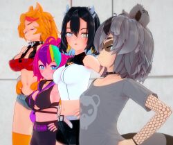 3d 4girls breast_size_difference buffpup_(vtuber) clothed female female_only furry horny_female indie_virtual_youtuber koikatsu muscular outside renhentai shinect_(callie_forniya) smile snuffy techycutie virtual_youtuber vtuber werewolf wolf_girl wolf_humanoid