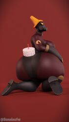 3d birthday birthday_cake blender fempyro mask original_character self_upload sunninsfw thick_ass