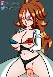 android_21 android_21_(good) android_21_(human) anxy7w7 artist big_breasts breasts brown_hair dragon_ball dragon_ball_z female/male female_on_top female_penetrated female_protagonist glasses goggles looking_down male/female micro_bikini micro_bikini_top micro_panties naked nipple_bulge nipples nude nude_female panties panties_aside partially_clothed penetration penis pussy sex vaginal_penetration vomi_(dragon_ball)