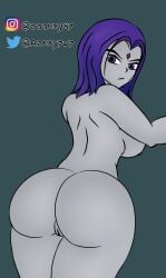 anxy7w7 ass big_ass big_breasts big_butt breasts busty dc dc_comics looking_at_viewer nipples purple_eyes purple_hair purple_nipples purple_pussy pussy rachel_roth raven_(dc) smooth_skin teen_titans