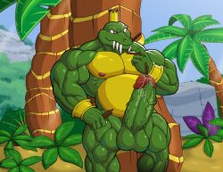 anthro balls bara big_balls big_penis boner cbt cock_and_ball_torture crocodile crown donkey_kong_(series) donkey_kong_country erection gay k_rool male male_only male_urethral_insertion muscles muscular nanbuskhan nintendo penis pocky precum scalie solo solo_male sounding urethral urethral_insertion urethral_penetration veiny_penis