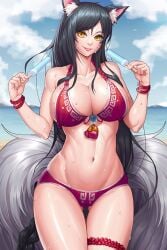 1girls 9_tails :p ahri animal_ear_fluff animal_ears animal_girl animal_humanoid ass beach belly big_breasts bikini bikini_bottom bikini_top black_hair breasts busty child_bearing_hips cleavage clothing curvaceous curves curvy curvy_body curvy_female curvy_figure curvy_hips eyelashes eyeliner eyeshadow facial_markings female female_only fluffy fluffy_ears fluffy_tail fluffy_tails fox fox_ears fox_girl fox_humanoid fox_tail fox_tails fur furry_ears furry_tail glistening glistening_body glistening_breasts glistening_hair glistening_skin gonster hips hourglass_figure humanoid inner_ear_fluff kemonomimi kitsune large_breasts league_of_legends light-skinned_female light_skin long_hair looking_at_viewer looking_back multi_tail multiple_tails navel nine_tailed_fox pale-skinned_female popsicle riot_games smile smiling solo solo_female sweat sweating tail thighs vastaya video_games wet wide_hips yellow_eyes