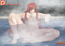 anus ass barefoot big_breasts breasts commission completely_nude completely_nude_female dinosknight erza_scarlet fairy_tail feet legs nipples patreon pussy red_hair soles solo solo_female toes