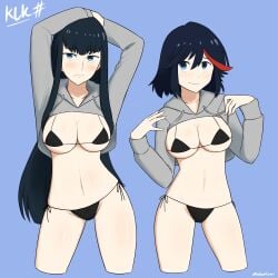 2girls bikini hoodie kill_la_kill kiryuuin_satsuki matoi_ryuuko oksandio panties tagme