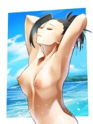 black_hair momo_yaoyorozu my_hero_academia naked nude_female poco_(artist)