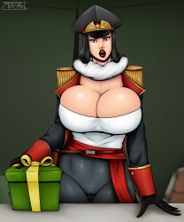 astra_militarum birthday commissar huge_breasts imperial_guard imperium_of_man present romman08 warhammer_(franchise) warhammer_40k