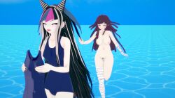 3d beach completely_nude completely_nude_female danganronpa danganronpa_2:_goodbye_despair embarrassed embarrassed_nude_female enf exposed exposed_breasts exposed_pussy female koikatsu large_breasts mioda_ibuki nude public public_nudity pussy stolen_bikini stolen_clothes stolen_swimsuit straight_hair stripped_naked swimsuit tattoo tsumiki_mikan ultimateenf