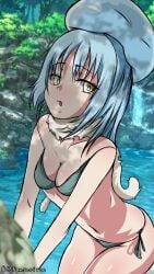 1girls big_breasts blue_hair eye_contact female_version rimuru_tempest swimsuit tensei_shitara_slime_datta_ken thighs