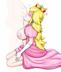 blowjob escapefromexpansion exposed_breasts huge_breasts mario_(series) princess_peach white_background