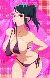 1girls 38jxl bikini breasts female female_only glasses green_hair jujutsu_kaisen jujutsu_kaisen_0 outrageouswork solo solo_female zenin_maki