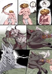 1boy 2girls ancient_dragon_lansseax anthro being_watched big_breasts bottomwear breasts clothing comic dildo dildo_in_pussy dildo_insertion dragon duo elden_ring equid equine female female_orgasm fromsoftware genitals hi_res huge_breasts human human_male human_on_anthro knight_on_monster lemonbizate_(artist) light-skinned_male light_skin loincloth male male/female male_human/female_anthro mammal moaning muscular_female nude outside pale_skin penetration pussy rough_sex rule_63 screaming sex_toy sex_toy_in_pussy sex_toy_insertion shocked surprised tarnished torrent_(elden_ring) vaginal vaginal_penetration video_games voyeur