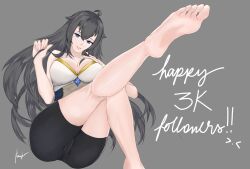 1girls artist_signature beauty_mark big_ass big_breasts black_hair blue_eyes breasts clean cleavage feet female female_focus female_only foot_fetish foot_focus indie_virtual_youtuber izanami_kamiko izanamikamiko_(artist) knight large_breasts light_skin long_hair long_sleeves looking_at_viewer pinup pose posing shorts sitting_down sole_female solo_female thick_thighs twitch twitter virtual_youtuber