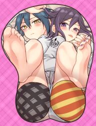 2boys blue_hair blush blushing boxers danganronpa danganronpa_v3 feet feet_focus feet_up femboy foot_fetish gay iberico legs_up light_skin looking_at_viewer male male_only mousepad nail_polish ouma_kokichi purple_eyes purple_hair purple_nail_polish saihara_shuuichi shy straight_hair teal_nail_polish toenail_polish tongue tongue_out underwear yaoi yellow_eyes