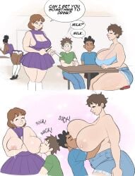 2boys 2girls big_breasts breast_sucking breasts brother_and_sister cindy_(zigzaglewds) derick_(zigzaglewds) incest lactation large_breasts light-skinned_female mother_and_son partially_clothed sara_(zigzaglewds) sucking_nipples waitress zig_(zigzaglewds) zigzaglewds