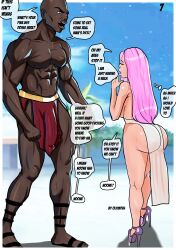 big_ass big_breasts big_butt bimbo bimbo_body comic comic_panel dark-skinned_male giant high_heels interracial lasgaclaven lasgaworld platform_heels venus_lasga