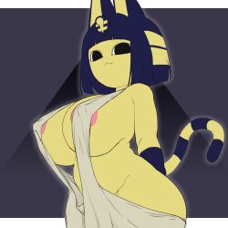 1girls 2022 animal_crossing ankha areola areola_slip barely_clothed big_areolae big_breasts big_nipples breasts cat_ears cat_humanoid cat_tail catgirl curvy curvy_figure dress egyptian egyptian_clothes egyptian_headdress erect_nipples feline feline_humanoid female female_focus huge_breasts indigo_hair kaxiota large_areolae looking_at_viewer nintendo nipple_bulge nipples no_pupils short_hair skimpy skimpy_clothes solo solo_focus striped_tail thick_thighs wide_hips yellow_body yellow_skin