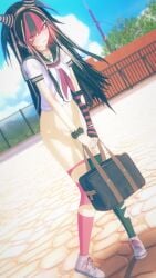 3d blush bottomless covering_crotch danganronpa danganronpa_2:_goodbye_despair elbow_gloves embarrassed embarrassed_nude_female enf exposed_pussy female headband koikatsu mioda_ibuki necklace nude public_exposure public_nudity pussy ripped_thighhighs sailor_uniform shirt straight_hair thigh_gap thighhighs ultimateenf