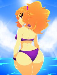 1girls adagio_dazzle ass bikini clothed collar equestria_girls female female_only friendship_is_magic hairband hasbro human humanized light_skin looking_at_viewer looking_back medium_breasts my_little_pony ocean purple_eyes red_hair solo solo_female swimming swimwear tagme thick_ass wide_hips xan-gelx(xan)