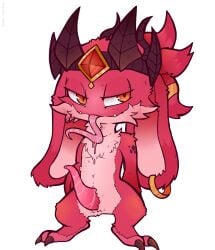 cock demon demonic_series fizz_(lol) league_of_legends little_devil_fizz long_tongue male male_only red_fur smol_lewd_fish tagme yordle