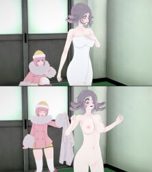 3d ando_ruruka boots breasts completely_nude completely_nude_female danganronpa danganronpa_3 embarrassed embarrassed_nude_female enf exposed_breasts exposed_pussy female fur_coat kimura_seiko koikatsu large_breasts nude public public_exposure public_nudity pussy stolen_clothes stolen_towel straight_hair towel ultimateenf