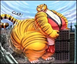 anthro ass ass_bigger_than_body ass_bigger_than_building ass_bigger_than_head ass_clapping bbw big_ass big_breasts big_butt breasts building butt cleavage clothed clothing cloudscape destroyed_building destruction dreamworks enormous_ass enormous_butt felid female giant_ass giantess gigantic_ass gigantic_butt huge_ass huge_butt huge_thighs hyper hyper_ass hyper_butt kung_fu_panda large_ass large_butt macro mammal massive_ass massive_butt master_tigress overweight pantherine sky soulman1 thick_thighs tiger