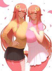 blacksaikou lamia miia's_mother_(monster_musume) miia_(monster_musume) monster_girl monster_musume_no_iru_nichijou mother_and_daughter slit_pupils tagme_(artist)