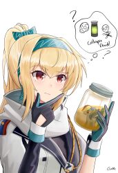 blonde_hair cumjar_(meme) female figure gamryous girls'_frontline high_ponytail highres long_hair meme my_little_pony my_little_pony_friendship_is_magic rainbow_dash_(mlp) red_eyes smooth_skin solo sv-98 sv-98_(girls'_frontline) thinking very_long_hair