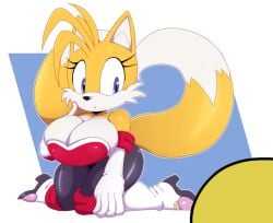 2021 2_tails anthro big_breasts bigdon1992 blue_body blue_fur breasts canid canine cleavage clothed clothing digital_media_(artwork) duo eulipotyphlan female food footwear fox fur furry furry_only genderswap_(mtf) genitals gloves green_eyes handwear hedgehog hot_dog large_breasts male mammal miles_prower multi_tail rouge_the_bat rouge_the_bat_(cosplay) rule_63 sega simple_background solo sonic_(series) sonic_the_hedgehog_(series) tail tails tailsko teasing video_games wide_hips