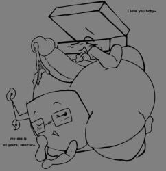 ass_bigger_than_body big_ass big_penis blushing circumcised glasses hotdogging humanoid_penis hyper hyper_ass hyper_penis object_shows original_characters penis precum steamjek_(artist) stockings thick_thighs