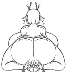 alien alien_girl aplovestudio behind_view cowgirl_position futa_on_female futanari giantess gigantic_ass gigantic_breasts huge_balls larger_female sex smaller_futa thick_thighs
