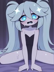 ai_generated blue_eyes blue_hair blue_skin bunny_girl dimension little_woman long_hair original_character small_breasts waifu waifu_night