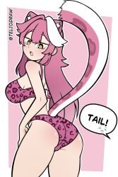 hololive hololive_english italian pink_hair raora_panthera teliodraw text text_bubble yellow_eyes