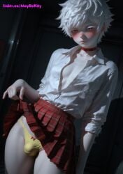 1boy ai_generated bulge femboy otoko_no_ko panties skirt solo trap yaoi