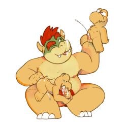 3boys anthro bara bodily_fluids bowser cum cum_on_face fingering fucked_silly furry_only gay genital_fluids group hi_res koopa koopa_troopa male male_only mario_(series) nintendo no_humans punstar scalie simple_background trio video_games white_background yaoi