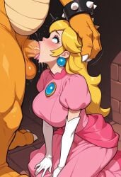 ai_generated big_penis bowser deepthroat handjob kneeling princess_peach