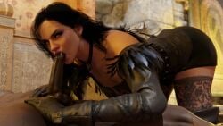 3d blender blowjob cabezadeperro00 cg dark-skinned_male dark_skin fellatio interracial male partial_male the_witcher_(series) the_witcher_3:_wild_hunt yennefer