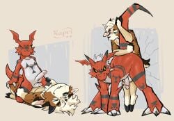 anal anal_penetration anthro anthro_on_anthro anthro_penetrated anthro_penetrating anthro_penetrating_anthro balls bandai_namco black_horn black_sclera bovid brown_body brown_fur caprine claws clenched_teeth cloven_hooves cowgirl_position digimon digimon_(species) duo fin from_front_position fur genitals glans goat growlmon guilmon hair head_fin hi_res hooves horn humanoid_genitalia humanoid_penis interspecies kapri male male/male mammal on_bottom on_top penetration penile penile_penetration penis penis_in_ass pinned pinned_to_wall power_bottom red_body red_scales reptile scales scalie sex tail tail_grab teeth white_hair yellow_eyes