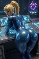 1girls 2026 3d ai_generated aistuffo ass back_view big_ass big_butt blonde_female blonde_hair blue_eyes bubble_ass bubble_butt butt buttcheeks console eyelashes eyeshadow female female_only high_quality indoors leaning leaning_forward lipstick looking_at_viewer looking_back makeup metroid ponytail round_ass samus_aran slim_waist smooth_skin solo standing suit thick_thighs thighs tight_clothing uncensored