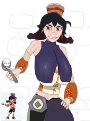 2d 2d_(artwork) big_breasts black_hair shiny_skin subway_surfers tang_yuan_(subway_surfers) weddewed