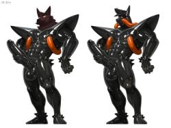 2026 absurd_res anthro armor balls beard big_penis black_bodysuit black_clothing black_latex black_skinsuit bodysuit brown_body brown_fur canid canine canis cheshire_(orificehours) clothed clothed_anthro clothed_male clothing condom_suit cxcxxcxxxx domestic_dog drone facial_hair fur gas_mask genitals hi_res holding_penis huge_penis latex latex_bodysuit latex_clothing latex_skinsuit male mammal mask muscular muscular_anthro muscular_male mustache orange_eyes penis skinsuit solo tight_clothing wearing_mask