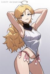 1girls ai_generated armpits arms_behind_head blonde_hair braided_hair female kiril_parreira pussy reformation_of_the_deadbeat_noble sexy smile