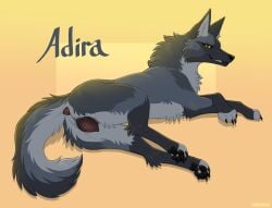 2026 adira animal_genitalia animal_vulva anthro anus black_body black_fur black_pawpads brown_anus brown_vulva butt canid canine canine_genitalia canine_vulva canis claws digital_media_(artwork) digitigrade digitoxici female female_feral feral fur genitals grey_body grey_fur grin grinning_at_viewer hi_res looking_at_viewer lying mammal on_side pawpads paws quadruped raised_tail smile smiling_at_viewer solo tail tail_anus toe_claws vulva wolf yellow_eyes