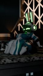 1girl 1girls 3d 3d_(artwork) big_breasts big_butt digesting_prey digestion female_pred prey_outline project_turboblast robot_girl robot_pred tempo_(project_turboblast) unwilling_prey vore vore_belly