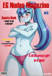 1female 1girl ai ai_art ai_generated aipajac artist_signature caption choker civitai cover covering_breasts crossed_arms cute equestria_girls fictional_magazine_cover friendship_is_magic human looking_at_viewer magazine magazine_cover my_little_pony panties ponytail posing posing_for_picture seductive seductive_eyes seductive_look seductive_pose seductive_smile smile smiling smiling_at_viewer solo solo_female sonata_dusk sonata_dusk_(eg) tagme teeth topless topless_female underwear western_cartoon