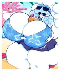 2girls alolan_form alolan_vulpix ass beach beach_background between_breasts big_ass big_breasts big_thighs black_sclera blue_clothing blue_shirt breasts breasts_bigger_than_head button_down_shirt button_gap buttons cleavage commission confused confused_look curly_hair cute dewbber drink drinking duo duo_female eeveelution eyelashes female female_only grabbing grabbing_own_breast hat hawaiian_shirt hips hips_wider_than_shoulders huge_ass huge_breasts huge_thighs hyper hyper_breasts hyper_thighs ineffective_clothing ineffective_skirt large_breasts large_cleavage large_tail large_thighs mob_face object_between_breasts object_on_breast palm_tree phone pink_clothing pink_hair pink_shirt playing_with_breasts pokemon pokemon_(species) recording selene_(itsawulf) sitting sunglasses sylveon tail taking_photo taking_picture thick thick_hips thick_legs thick_thighs thighs touching_breast vulpix white_fur white_hair white_pupils wide_hips wide_thighs