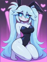 ai_generated big_ass big_boobs big_breasts big_woman blue_eyes blue_hair blue_skin bunny_girl dimension long_hair original_character waifu waifu_night