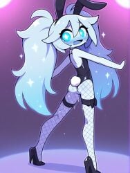 ai_generated blue_eyes blue_hair blue_skin bunny_girl dimension little_woman long_hair original_character small_breasts waifu waifu_night