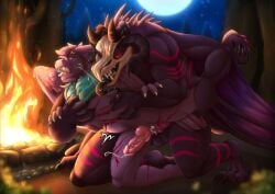 abdominal_bulge absurd_res aktiloth animal_genitalia anthro balls bdsm blood bodily_fluids bone campfire camping clawing dragon dreamonskii_voinecture duo dusk_(vermenthruaxx) eyes_closed feathered_wings feathers fire fur furred_dragon furred_scalie genital_fluids genital_slit genitals hi_res holding_partner holding_partner's_leg humanoid intersex intersex/male knot knotted_penis leg_grab looking_pleasured male maleherm membrane_(anatomy) membranous_wings moan moon multi_arm multi_limb mythological_creature mythological_scalie mythology nature outside_sex penetration penile penile_penetration penis precum precum_in_ass precum_squirt red_eyes ridged_penis rough_sex saliva saliva_on_face saliva_string scalie scratching sex skull skull_head tail tail_mouth tongue tongue_out unusual_anatomy unusual_tail wings wounded