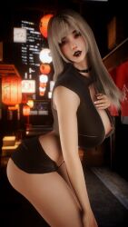 1girl 1girls 2026 3d 4k aqua_eyes areola areolae asian asian_female ass background bags_under_eyes big_ass big_breasts black_eyeshadow black_lipstick breasts choker chromatic_aberration clothed clothing crashbanditkut depth_of_field detailed_background eyebrows eyelashes eyeshadow female hair half-closed_eyes hi_res high_resolution highres human jacket japanese japanese_female japanese_text leaning light-skinned_female light_skin lips lipstick long_eyelashes long_hair long_nails looking_at_viewer looking_down makeup mascara mature mature_female mature_woman nail_polish nails navel_piercing night nipple_piercing nipples original original_character outdoors outside parted_lips pierced_belly_button pierced_nipples piercing piercings pinup self_upload shorts smile smiling smiling_at_viewer solo solo_female solo_focus standing straight straight_hair thick thick_eyebrows thick_thighs thighs virt-a-mate virtamate voluptuous voluptuous_female white_hair young young_female